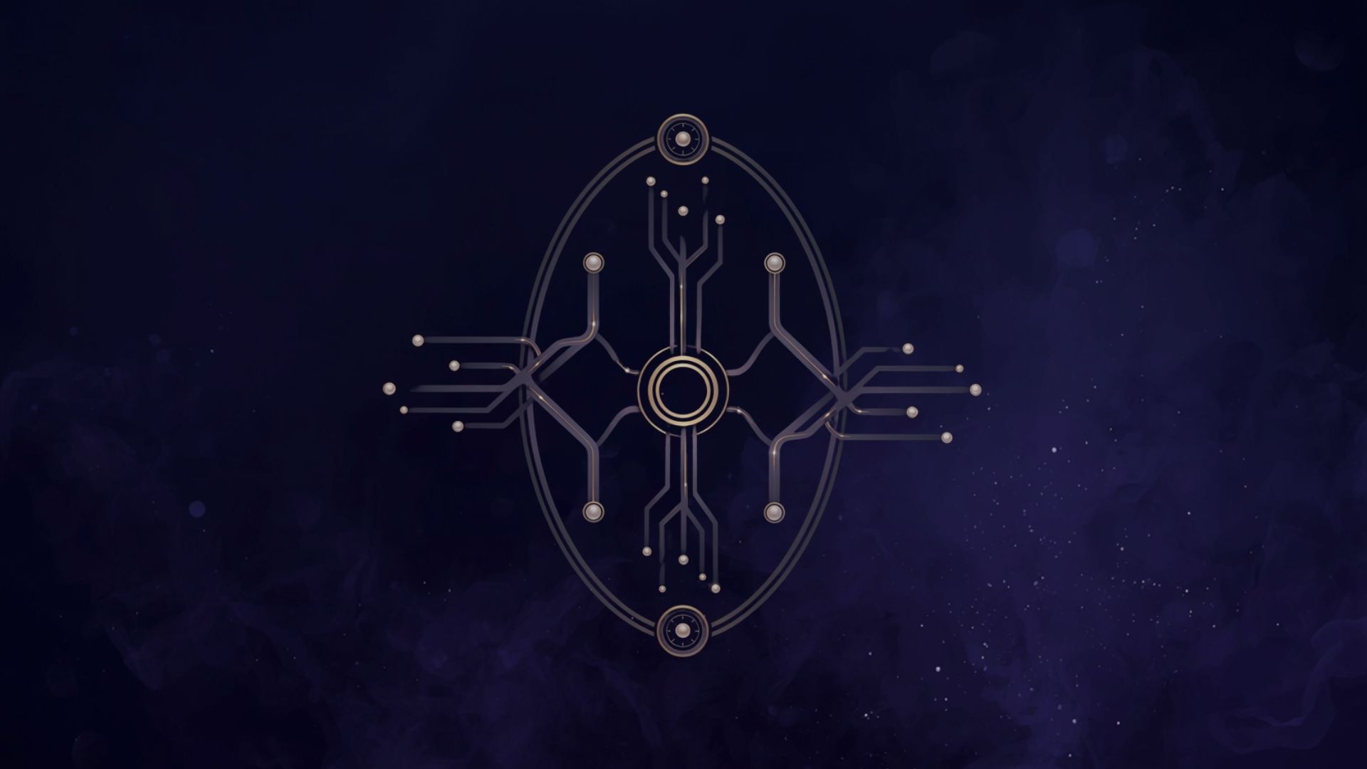 Celestial signs scattered across a symbolic sky