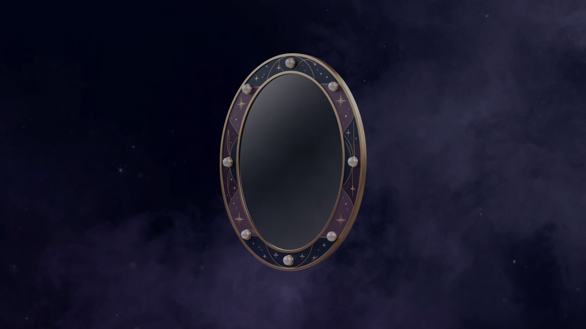 Dim candlelight reflected in a medium's mirror