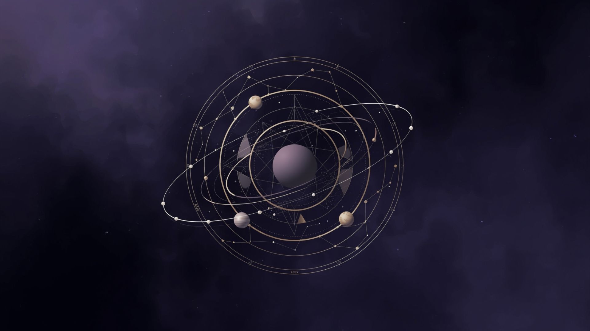 Moon over an astrology chart with zodiac symbols